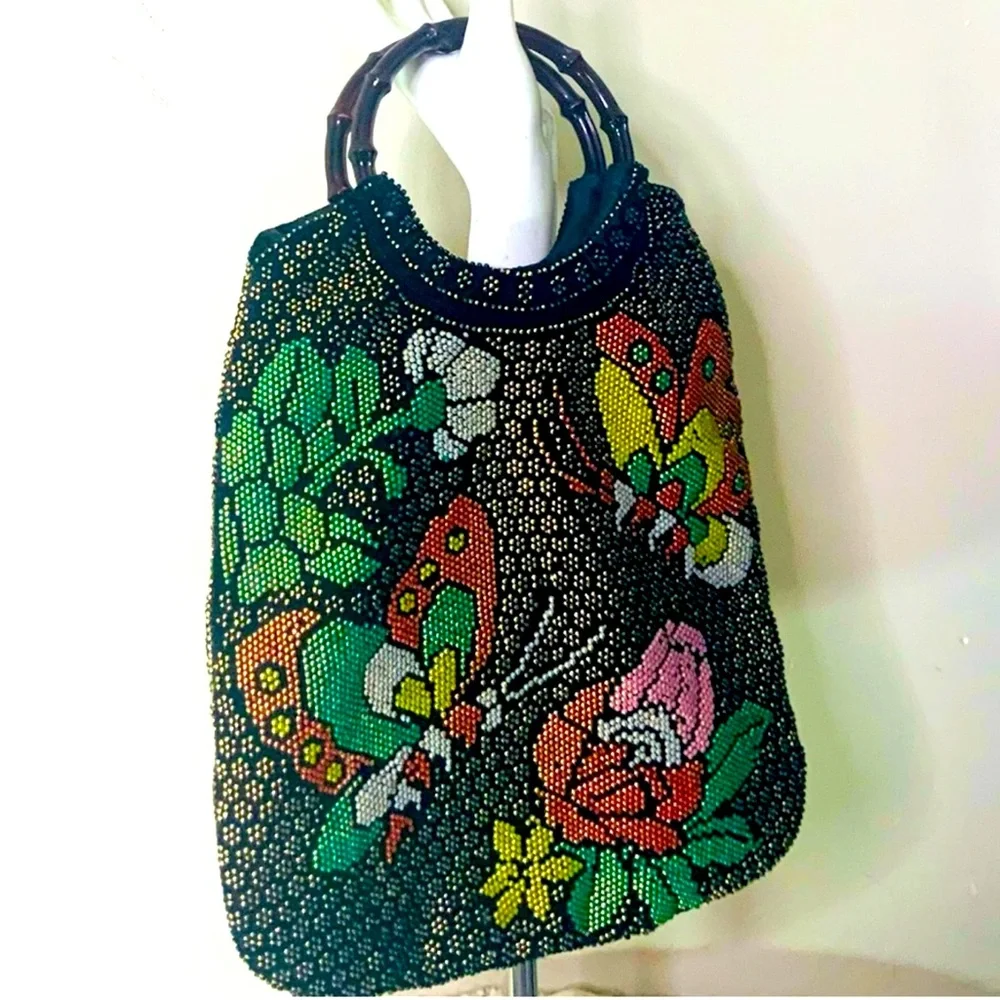 VINTAGE Texturized Floral Hobo Handbag